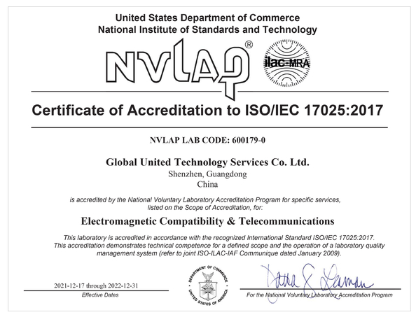 Chiny Global United Technology Services Co.,Ltd. Certyfikaty