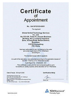 Chiny Global United Technology Services Co.,Ltd. Certyfikaty